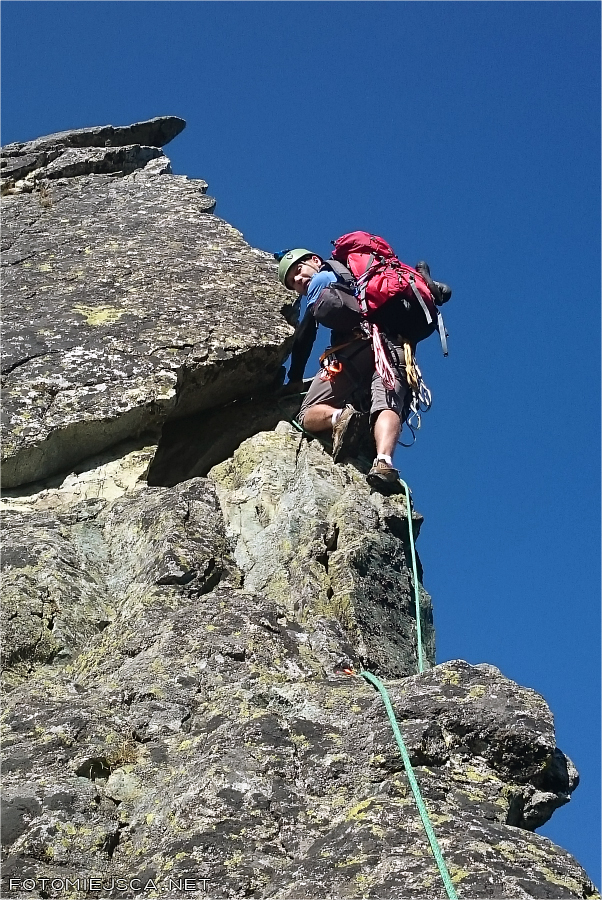 Żabi Koń wschodnia grań Tatry Wysokie uskok drugi wyciąg