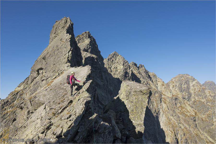 Żabi Koń wschodnia grań Tatry Wysokie Dolny Koń pierwszy wyciag