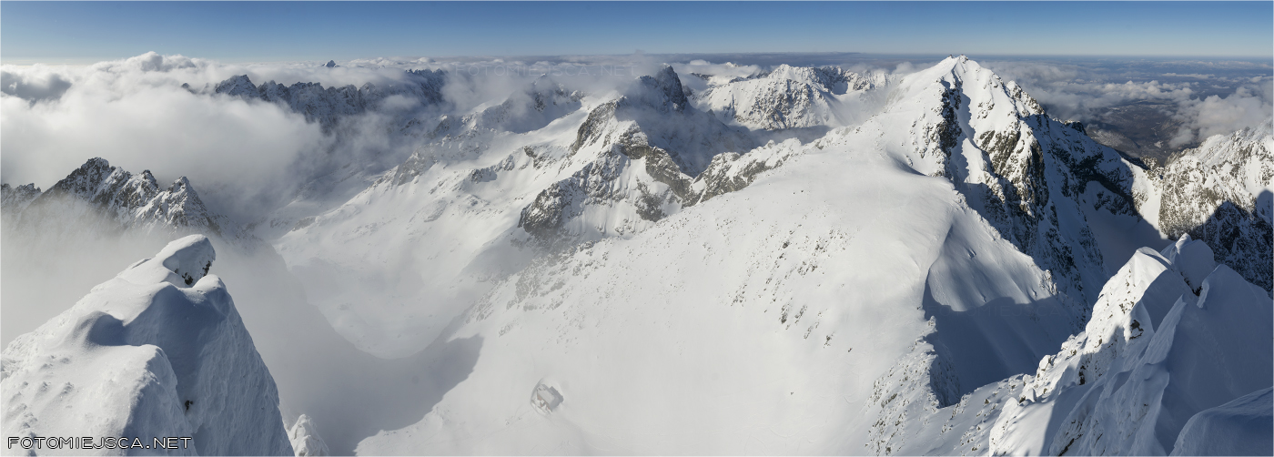 panorama ze szczytu Ciężki Szczyt Tatry Wysokie zimą
