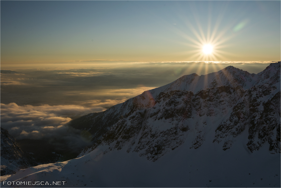 zachód słońca Dolina Złomisk Tatry Wysokie zimą