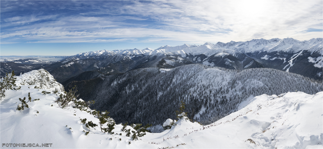 Osobita Tatry Zachodnie panorama ze szczytu zima 